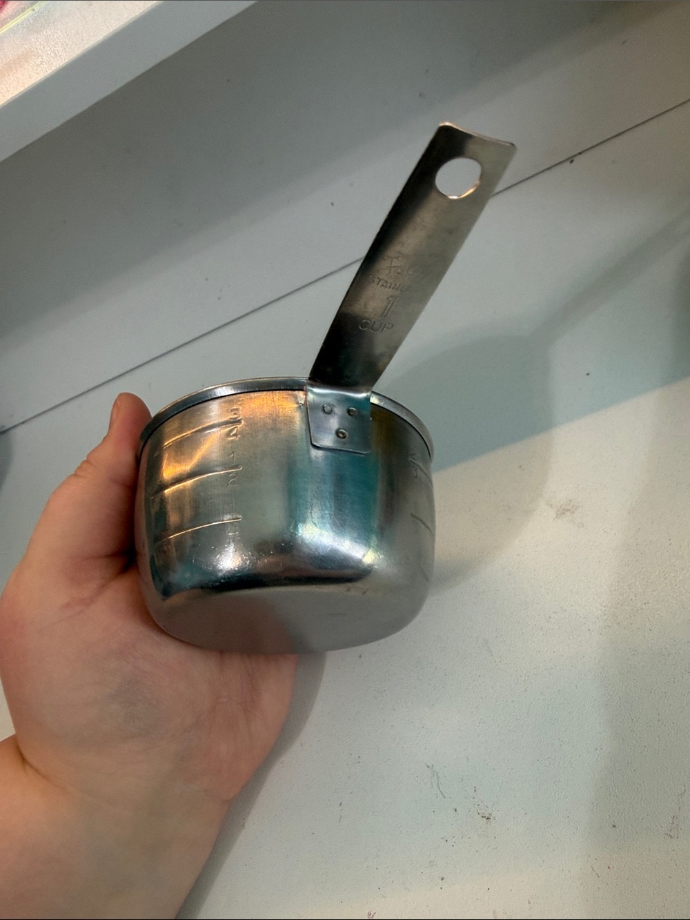 Stainless Steel Measuring Cup with Handle - Silver